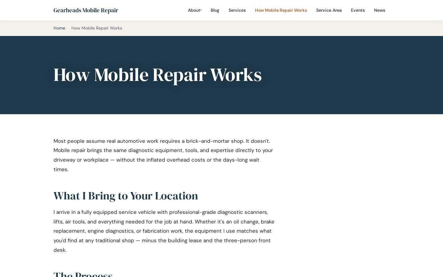 The How Mobile Repair Works page the interview added, already written